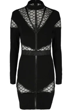 Czarna obcisła sukienka Cross Dress z panelami-Restyle Clearance