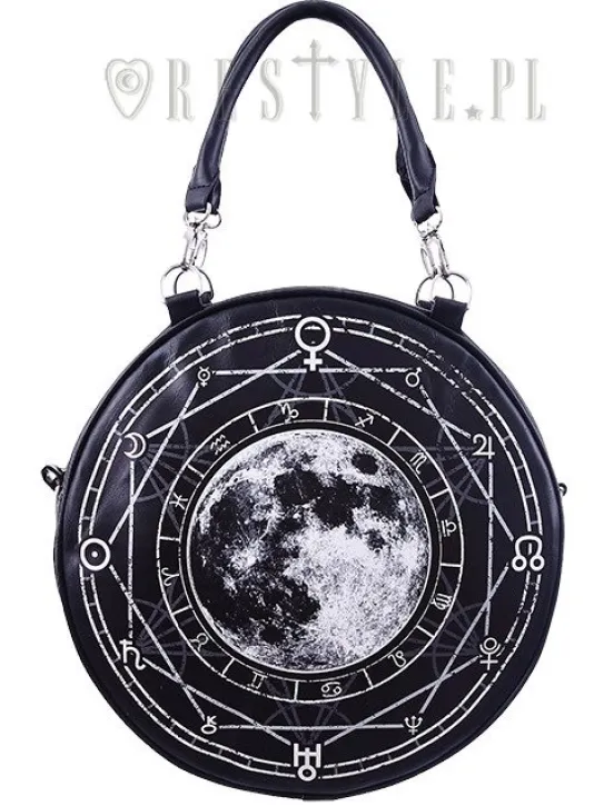 Czarna Okrągła torebka, księżyc, pełnia "LUNA ROUND BAG"-Restyle Outlet