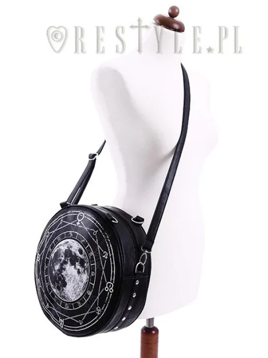 Czarna Okrągła torebka, księżyc, pełnia "LUNA ROUND BAG"-Restyle Outlet