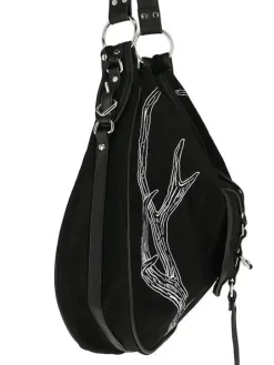 Czarna torebka Antlers duża torba na regulowanym pasku z porożem-Restyle Online