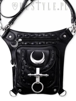 Czarna torebka na biodro, nerka,Torba z księżycem "LUNAR HOLSTER BAG"-Restyle Fashion