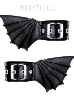 Czarne bransolety, skrzydła nietoperza, gotyckie pieszczochy "BAT CUFFS"-Restyle Sale