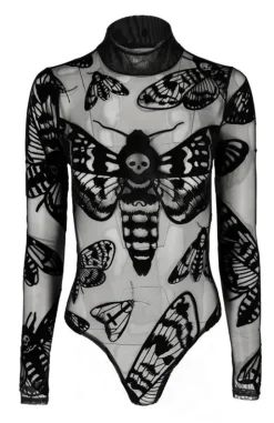Czarne gotyckie body w ĆMY Death's head hawkmoth-Restyle Online