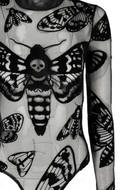 Czarne gotyckie body w ĆMY Death's head hawkmoth-Restyle Online