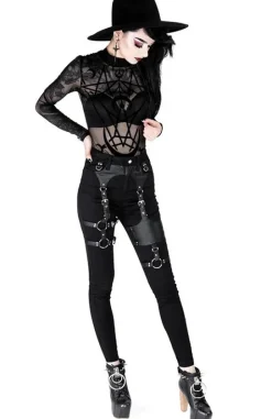 Czarne gotyckie body z siatki geometryczne MOON CHILD MESH BODY-Restyle Sale