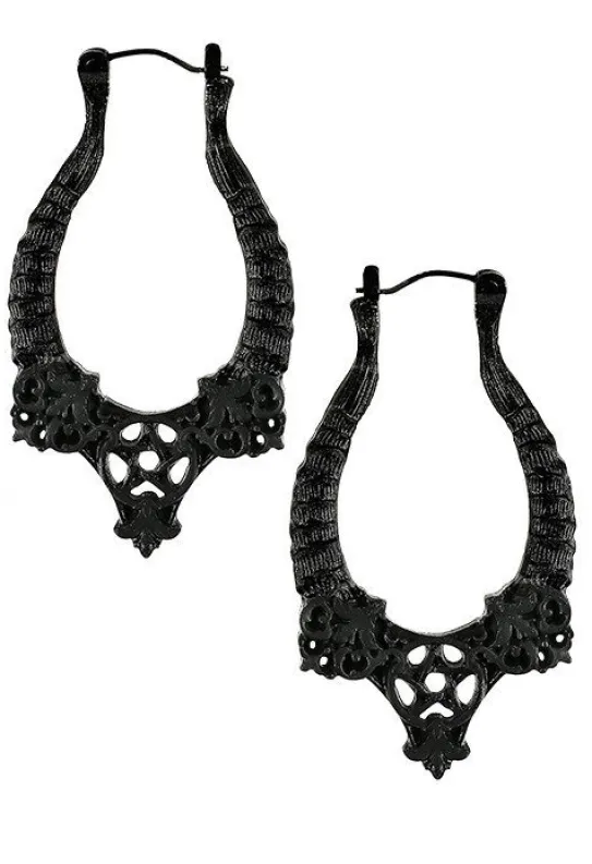 Czarne kolczyki Horns Earrings-Restyle New