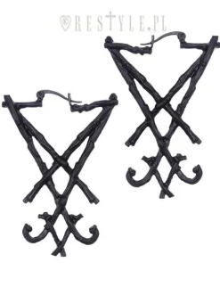 Czarne kolczyki sygil, symbole "BLACK LUCIFER SIGIL EARRINGS"-Restyle Fashion