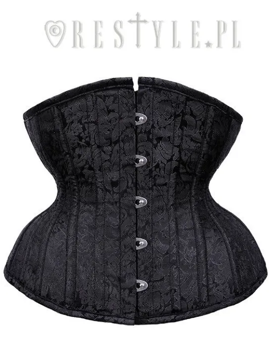 Czarny żakardowy mocno modelujący gorset "CU10 Black Brocade Underbust”-Restyle Outlet