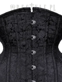 Czarny żakardowy mocno modelujący gorset "CU10 Black Brocade Underbust”-Restyle Outlet
