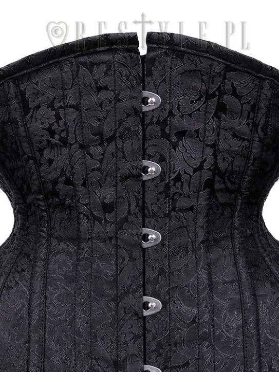 Czarny żakardowy mocno modelujący gorset "CU10 Black Brocade Underbust”-Restyle Outlet