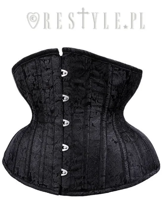 Czarny żakardowy mocno modelujący gorset "CU10 Black Brocade Underbust”-Restyle Outlet