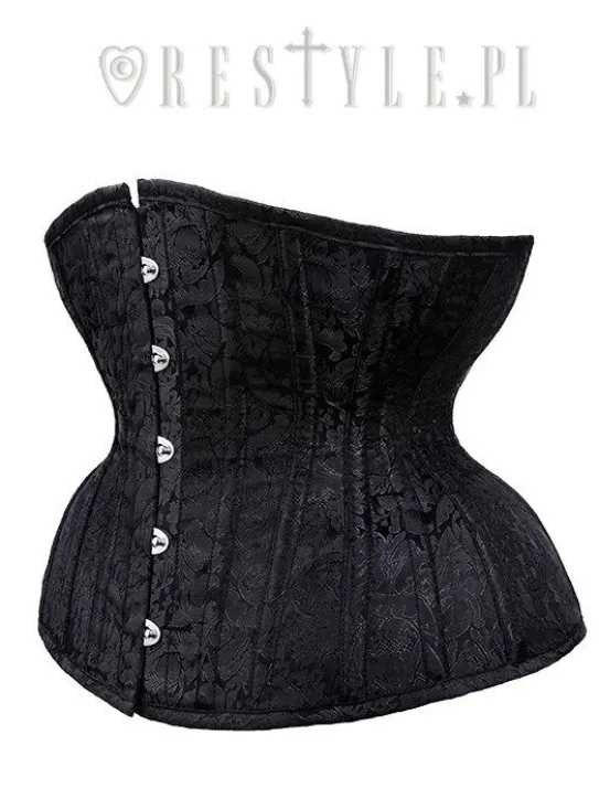 Czarny żakardowy mocno modelujący gorset "CU10 Black Brocade Underbust”-Restyle Outlet