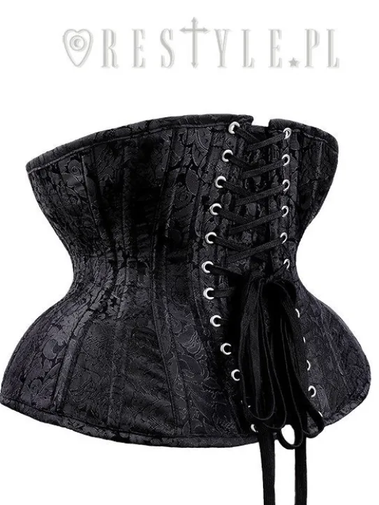 Czarny żakardowy mocno modelujący gorset "CU10 Black Brocade Underbust”-Restyle Outlet