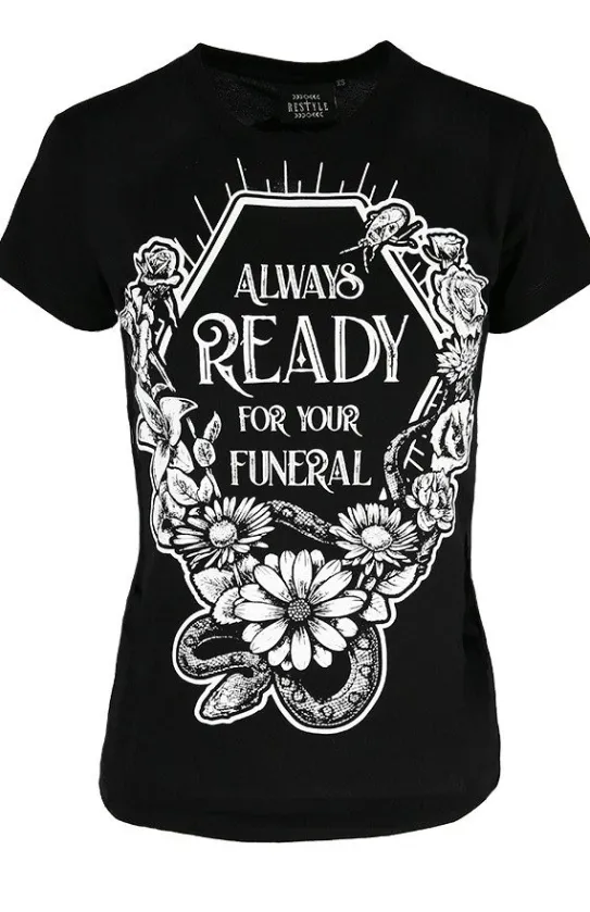 Czarny damski T-shirt Always Ready For Your Funeral-Restyle Outlet