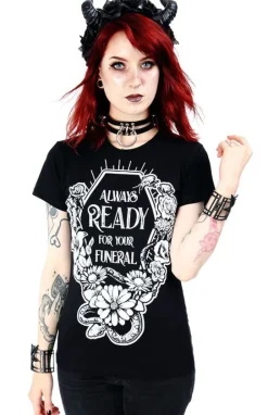 Czarny damski T-shirt Always Ready For Your Funeral-Restyle Outlet