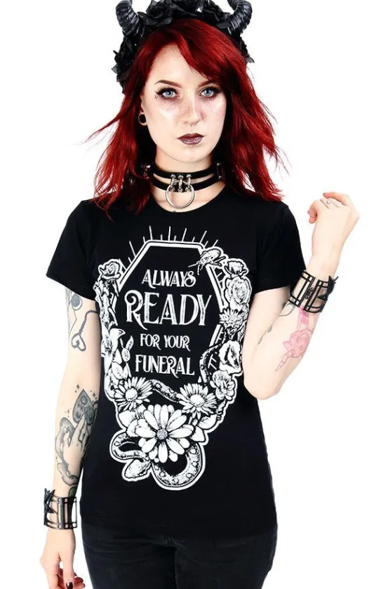 Czarny damski T-shirt Always Ready For Your Funeral-Restyle Outlet