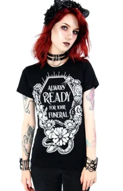 Czarny damski T-shirt Always Ready For Your Funeral-Restyle Outlet