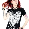 Czarny damski T-shirt Threeheaded cat-Restyle Outlet