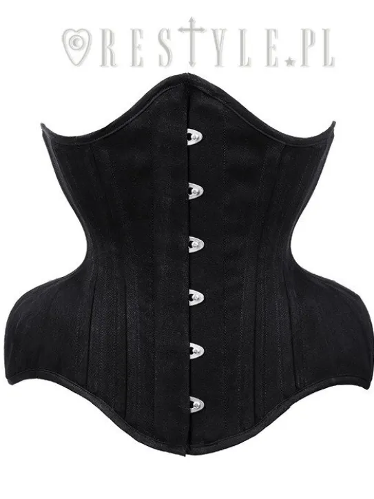 Czarny gotycki gorset mocno modelujący talię underbust WIDE HIPS MATT-Restyle Outlet