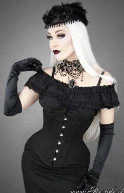 Czarny gotycki gorset mocno modelujący talię underbust WIDE HIPS MATT-Restyle Outlet
