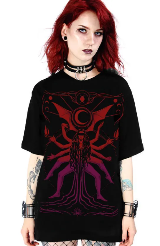 Czarny luźny tshirt GODDESS DANCER OVERSIZED-Restyle Online