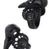 Czarny pierścień krucza czaszka, księżyc"WITCH CROW BLACK"-Restyle Sale