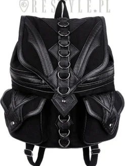 Czarny plecak do szkoły z kieszeniami, torba smok "DRAGON BACKPACK"-Restyle Fashion