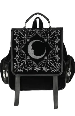 Czarny plecak kostka CRESCENT kwadratowy z haftem księżyca-Restyle New