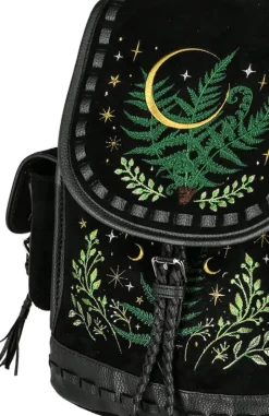 Czarny plecak paproć i księżyc HERBAL BACKPACK-Restyle Fashion