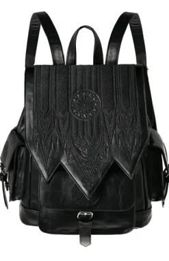 Czarny plecak szkolny z kieszeniami CATHEDRAL ROSETTE-Restyle Clearance