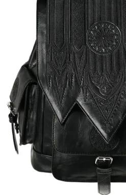 Czarny plecak szkolny z kieszeniami CATHEDRAL ROSETTE-Restyle Clearance