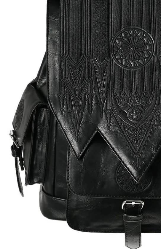 Czarny plecak szkolny z kieszeniami CATHEDRAL ROSETTE-Restyle Clearance