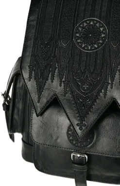 Czarny plecak szkolny z kieszeniami CATHEDRAL ROSETTE-Restyle Clearance