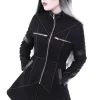 Czarny rozkloszowany płaszcz ocieplany, wełna, nowoczesna kurtka "GEOMETRY COAT"-Restyle Clearance