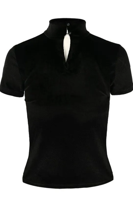 Czarny Top z Aksamitu z haftem NIHILIST VELVET TOP-Restyle Hot
