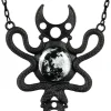 Czarny wisior księżyc i wąż "MOON EMBRACED NECKLACE BLACK"-Restyle Outlet