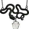 Czarny wisiorek wąż i kryształ "ENTWINE BLACK NECKLACE"-Restyle Fashion