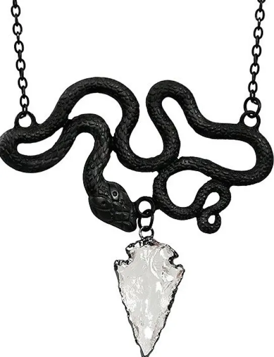 Czarny wisiorek wąż i kryształ "ENTWINE BLACK NECKLACE"-Restyle Fashion