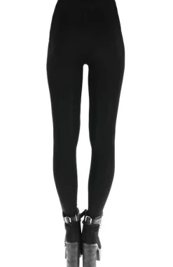 DEMONIC CAT LEGGINGS Czarne gotyckie legginsy, getry bawełniane-Restyle Clearance