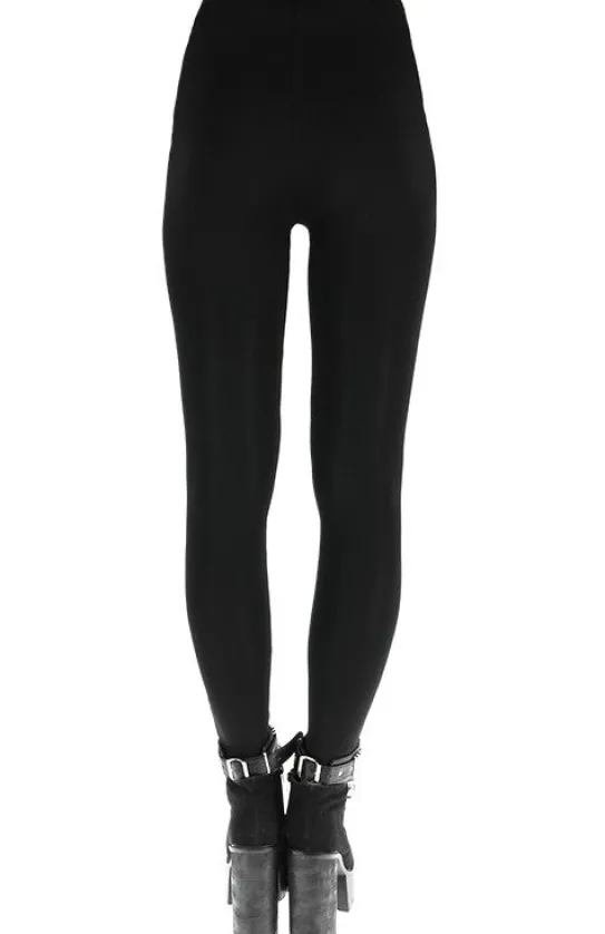 DEMONIC CAT LEGGINGS Czarne gotyckie legginsy, getry bawełniane-Restyle Clearance