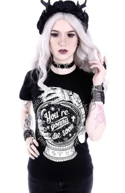 Dopasowany Damski t-shirt z magiczną kulą "YOU'RE GONNA DIE SOON"-Restyle New