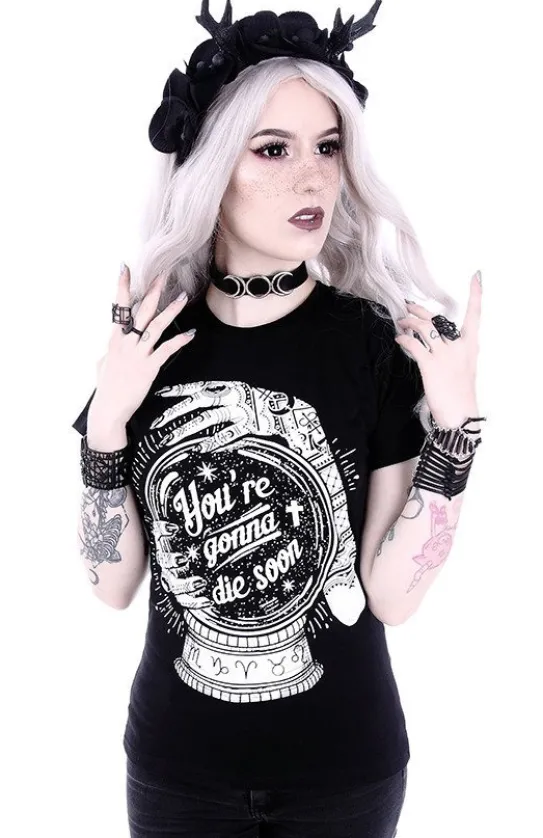 Dopasowany Damski t-shirt z magiczną kulą "YOU'RE GONNA DIE SOON"-Restyle New