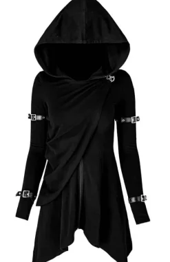 Długa drapowana bluza z pentagramem Hecate Draped Hoodie-Restyle Online