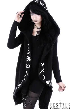 Długa, Runiczna bluza z obszernym kapturem "RUNES HOODIE"-Restyle Online