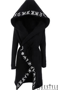 Długa, Runiczna bluza z obszernym kapturem "RUNES HOODIE"-Restyle Online