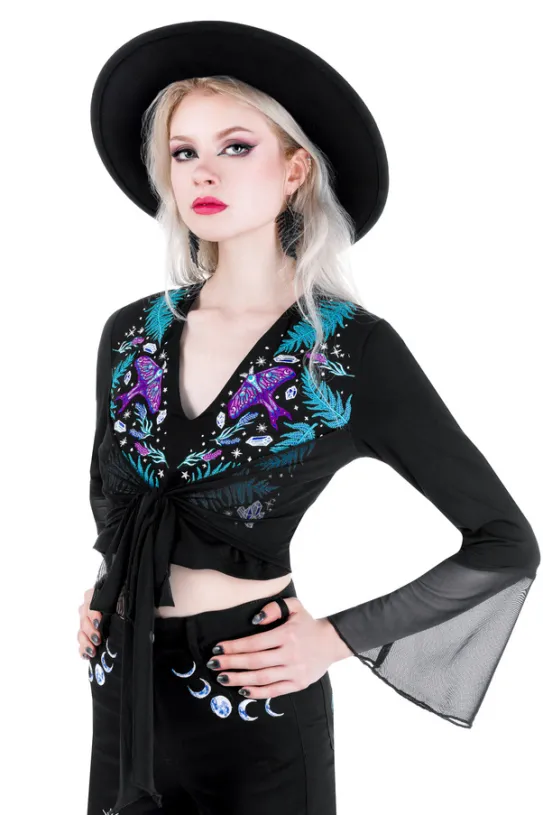 ENCHANTED FOREST BLUZKA Z ROZSZERZANYMI RĘKAWAMI-Restyle Discount