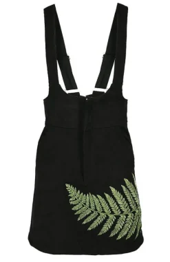 FERN SUEDE DRESS Czarna sukienka z liściem paproci-Restyle Online