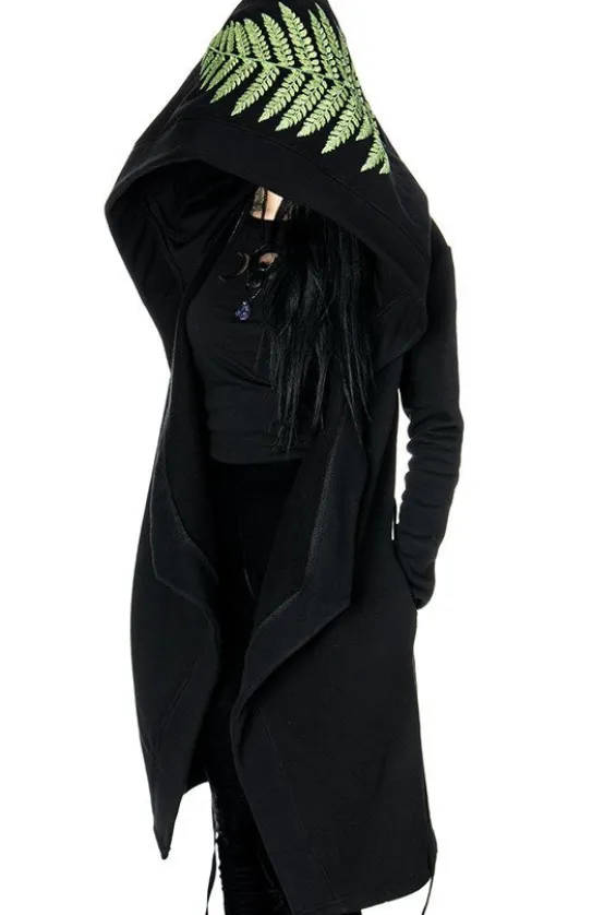 FOREST WITCH haft paproć Długa, gotycka bluza z paprocią-Restyle New