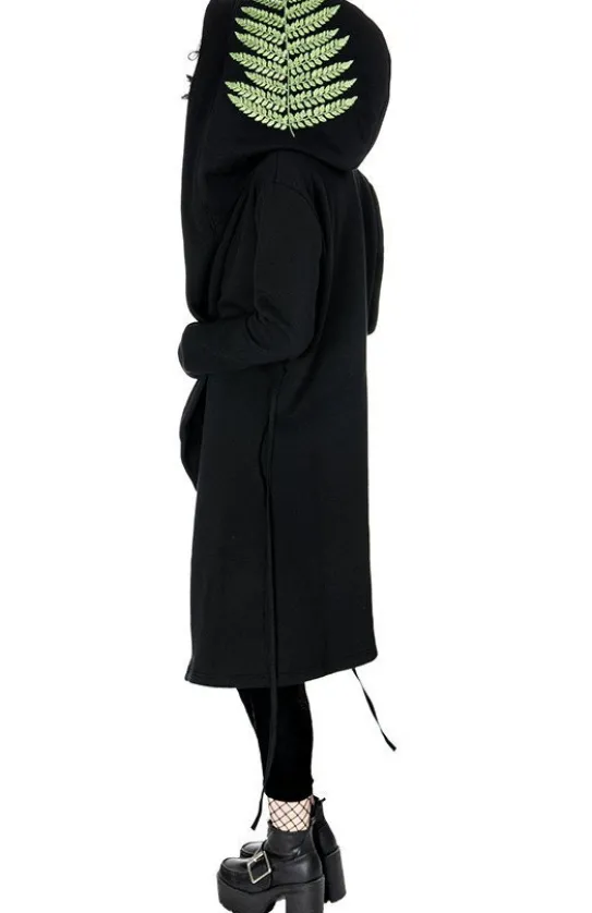 FOREST WITCH haft paproć Długa, gotycka bluza z paprocią-Restyle New