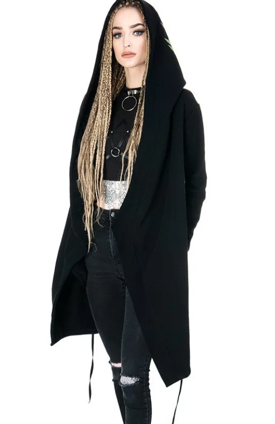 FOREST WITCH haft paproć Długa, gotycka bluza z paprocią-Restyle New